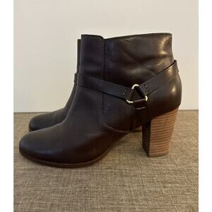 Cole Haan Grand OS Brown Leather Zip High Heel Ankle Boots Women Sz 8.5 B D42739